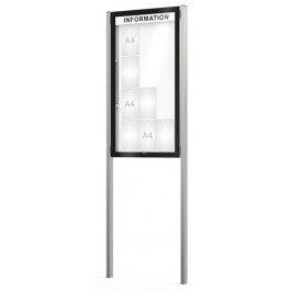 Vitrine sur poteaux ép.80 mm + bandeau-titre EDGE PROCITY