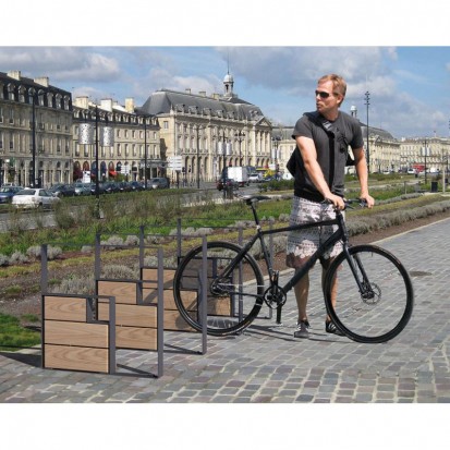 Appui cycles en acier et bois KUB Procity