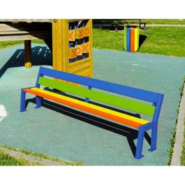 Banc extérieur multicolore PROCITY pour école primaire ou maternelle