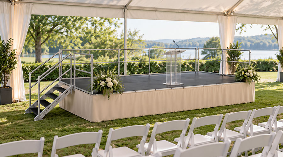 Podium démontable sous chapiteau
